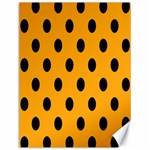 Polka Dots - Black on Dark Tangerine Orange Canvas 12  x 16 
