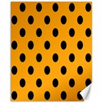 Polka Dots - Black on Dark Tangerine Orange Canvas 16  x 20 