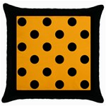 Polka Dots - Black on Dark Tangerine Orange Throw Pillow Case (Black)