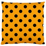 Polka Dots - Black on Dark Tangerine Orange Large Cushion Case (One Side)