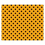 Polka Dots - Black on Dark Tangerine Orange Double Sided Flano Blanket (Small)