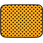Polka Dots - Black on Dark Tangerine Orange Fleece Blanket (Mini)