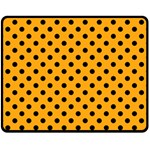 Polka Dots - Black on Dark Tangerine Orange Fleece Blanket (Medium) (One Side)