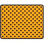 Polka Dots - Black on Dark Tangerine Orange Double Sided Fleece Blanket (Medium) (Two Sides)