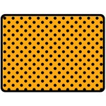 Polka Dots - Black on Dark Tangerine Orange Double Sided Fleece Blanket (Large) (Two Sides)