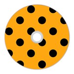 Polka Dots - Black on Dark Tangerine Orange CD Wall Clock