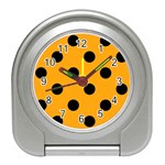 Polka Dots - Black on Dark Tangerine Orange Desk Alarm Clock