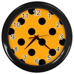 Polka Dots - Black on Dark Tangerine Orange Wall Clock (Black)