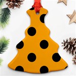 Polka Dots - Black on Dark Tangerine Orange Ornament (Christmas Tree)