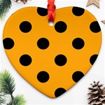 Polka Dots - Black on Dark Tangerine Orange Ornament (Heart)
