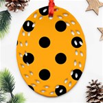 Polka Dots - Black on Dark Tangerine Orange Ornament (Bell) Ornament (Oval Filigree)