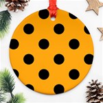 Polka Dots - Black on Dark Tangerine Orange Ornament (Round)