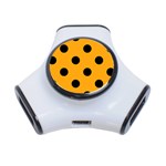 Polka Dots - Black on Dark Tangerine Orange Portable USB Hub (One Side)
