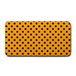 Polka Dots - Black on Dark Tangerine Orange Medium Bar Mat