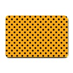 Polka Dots - Black on Dark Tangerine Orange Small Doormat