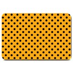 Polka Dots - Black on Dark Tangerine Orange Large Doormat