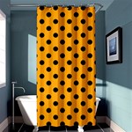 Polka Dots - Black on Dark Tangerine Orange Shower Curtain 36  x 72  (Stall)