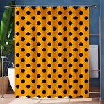 Polka Dots - Black on Dark Tangerine Orange Shower Curtain 60  x 72  (Medium)