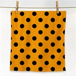 Polka Dots - Black on Dark Tangerine Orange Face Towel
