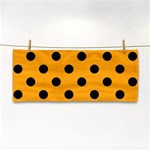 Polka Dots - Black on Dark Tangerine Orange Hand Towel