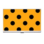 Polka Dots - Black on Dark Tangerine Orange Business Card Holder