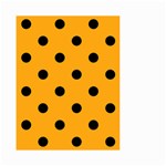 Polka Dots - Black on Dark Tangerine Orange Small Garden Flag (Two Sides)