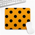 Polka Dots - Black on Dark Tangerine Orange Large Mousepad