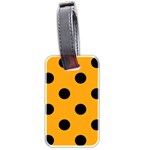 Polka Dots - Black on Dark Tangerine Orange Luggage Tag (Two Sides)