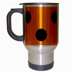 Polka Dots - Black on Dark Tangerine Orange Travel Mug (Silver Gray)