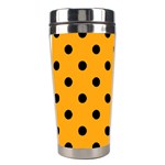 Polka Dots - Black on Dark Tangerine Orange Stainless Steel Travel Tumbler