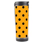 Polka Dots - Black on Dark Tangerine Orange Travel Tumbler