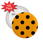 Polka Dots - Black on Dark Tangerine Orange 2.25  Button (100 pack)