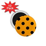 Polka Dots - Black on Dark Tangerine Orange 1.75  Magnet (10 pack)
