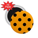 Polka Dots - Black on Dark Tangerine Orange 2.25  Magnet (10 pack)