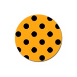 Polka Dots - Black on Dark Tangerine Orange Magnet 3  (Round)