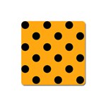Polka Dots - Black on Dark Tangerine Orange Magnet (Square)