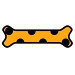 Polka Dots - Black on Dark Tangerine Orange Magnet (Dog Bone)