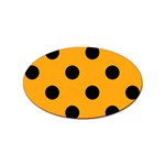 Polka Dots - Black on Dark Tangerine Orange Sticker Oval (10 pack)