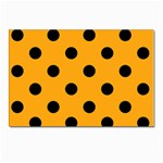 Polka Dots - Black on Dark Tangerine Orange Postcard 4 x 6  (Pkg of 10)