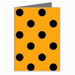 Polka Dots - Black on Dark Tangerine Orange Greeting Card