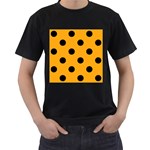 Polka Dots - Black on Dark Tangerine Orange Men s T-Shirt (Black)
