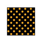 Polka Dots - Dark Tangerine Orange on Black Satin Bandana Scarf