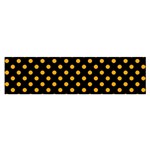 Polka Dots - Dark Tangerine Orange on Black Satin Scarf (Oblong)