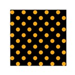 Polka Dots - Dark Tangerine Orange on Black Small Satin Scarf  (Square)