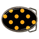 Polka Dots - Dark Tangerine Orange on Black Belt Buckle