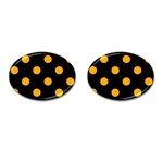 Polka Dots - Dark Tangerine Orange on Black Cufflinks (Oval)