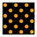 Polka Dots - Dark Tangerine Orange on Black Medium Glasses Cloth (2 Sides)