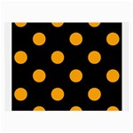 Polka Dots - Dark Tangerine Orange on Black Large Glasses Cloth (2 Sides)
