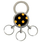 Polka Dots - Dark Tangerine Orange on Black 3-Ring Key Chain