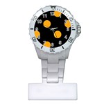 Polka Dots - Dark Tangerine Orange on Black Nurses Watch